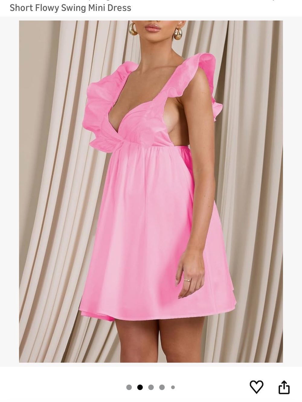 Pink Ruffle V-Neck Mini Dress - Picture 2 of 5